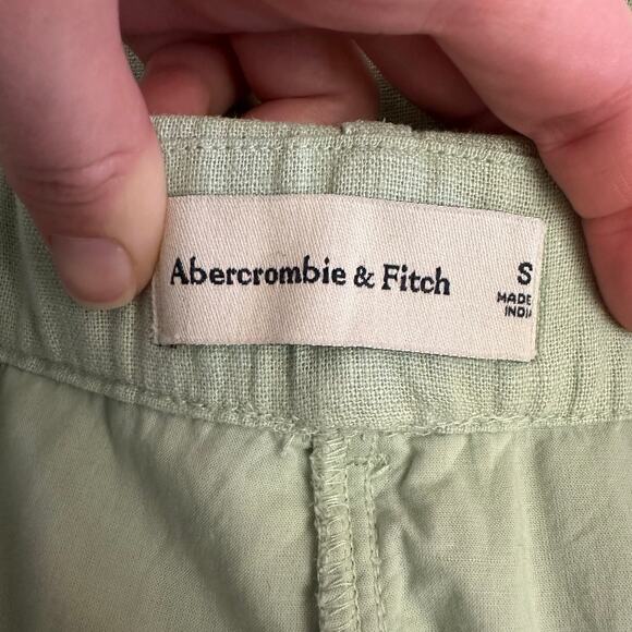 Abercrombie & Fitch Linen Blend Pleated High Rise Shorts Women’s S Sage Green - Picture 2 of 12